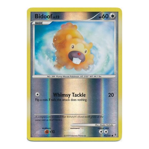 Bidoof 91/147 Platinum Supreme Victors Reverse Holo Common Pokemon Card NEAR MINT TCG
