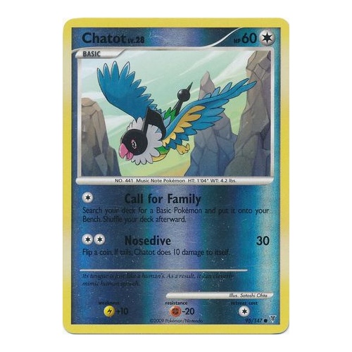 Chatot 95/147 Platinum Supreme Victors Reverse Holo Common Pokemon Card NEAR MINT TCG