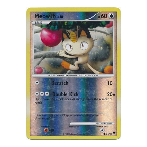 Meowth 114/147 Platinum Supreme Victors Reverse Holo Common Pokemon Card NEAR MINT TCG