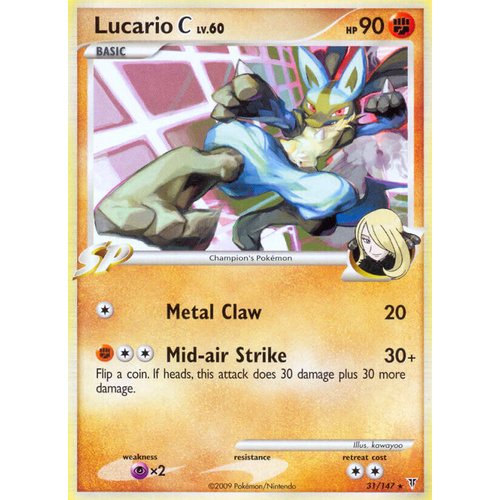 Lucario C 31/147 Platinum Supreme Victors Rare Pokemon Card NEAR MINT TCG