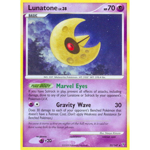 Lunatone 32/147 Platinum Supreme Victors Rare Pokemon Card NEAR MINT TCG