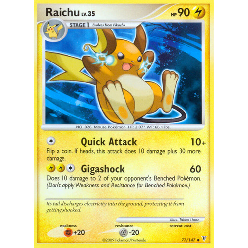 Raichu 77/147 Platinum Supreme Victors Uncommon Pokemon Card NEAR MINT TCG