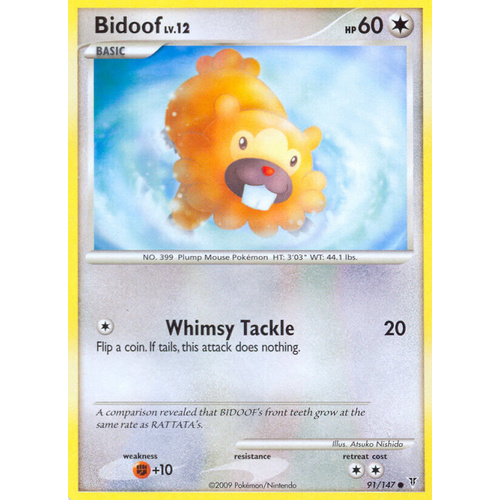 Bidoof 91/147 Platinum Supreme Victors Common Pokemon Card NEAR MINT TCG
