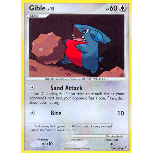 Gible 106/147 Platinum Supreme Victors Common Pokemon Card NEAR MINT TCG