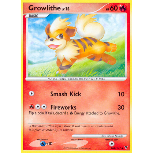 Growlithe 108/147 Platinum Supreme Victors Common Pokemon Card NEAR MINT TCG