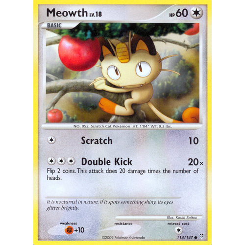 Meowth 114/147 Platinum Supreme Victors Common Pokemon Card NEAR MINT TCG