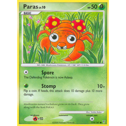 Paras 119/147 Platinum Supreme Victors Common Pokemon Card NEAR MINT TCG
