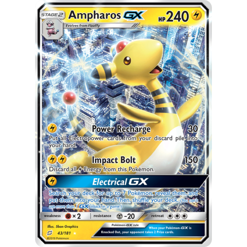 Ampharos GX 43/181 SM Team Up Holo Ultra Rare Pokemon Card NEAR MINT TCG