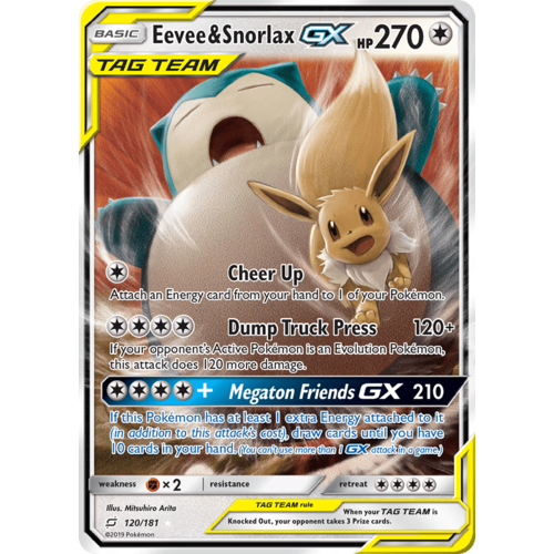 Eevee & Snorlax GX 120/181 SM Team Up Holo Ultra Rare Pokemon Card NEAR MINT TCG