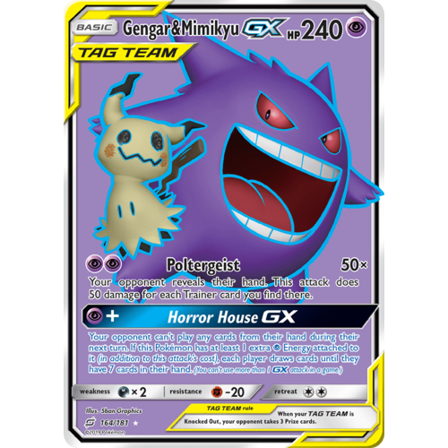 Gengar & Mimikyu GX 164/181 SM Team Up Holo Ultra Rare Full Art Pokemon Card NEAR MINT TCG