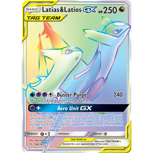 Latias & Latios GX 190/181 SM Team Up Holo Hyper Rare Full Art Pokemon Card NEAR MINT TCG