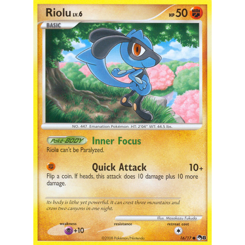 Riolu 16/17 POP Series 8 Common Pokemon Card NEAR MINT TCG