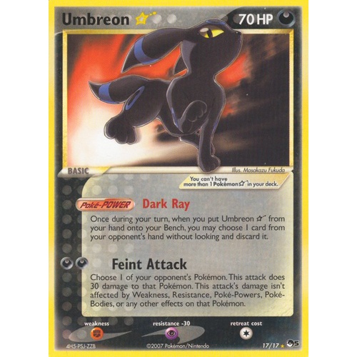 Umbreon Gold Star 17/17 POP Series 5 Ultra Rare Pokemon Card NEAR MINT TCG