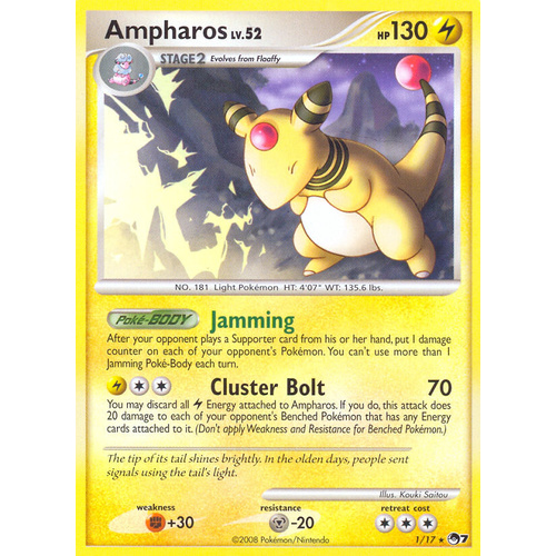 Ampharos 1/17 POP Series 7 Holo Rare Pokemon Card NEAR MINT TCG