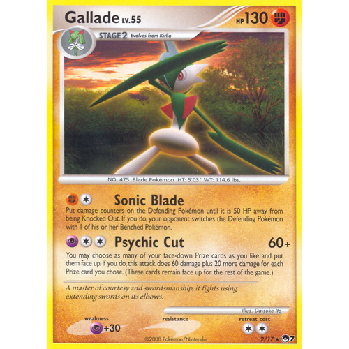 Gallade 2/17 POP Series 7 Rare Pokemon Card NEAR MINT TCG