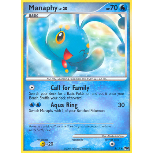 Manaphy 3/17 POP Series 6 Holo Rare Pokemon Card NEAR MINT TCG