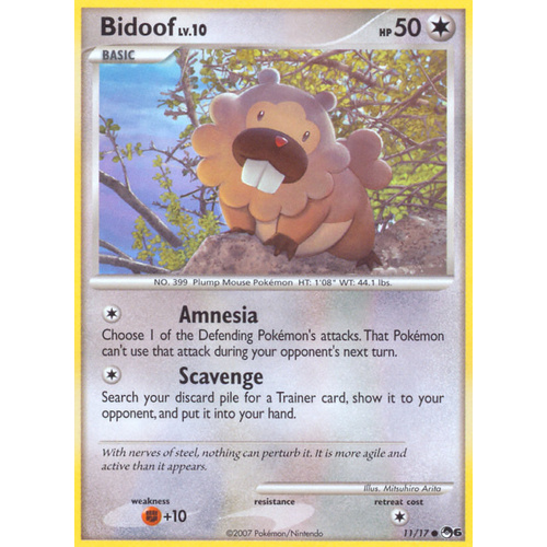 Bidoof 11/17 POP Series 6 Common Pokemon Card NEAR MINT TCG