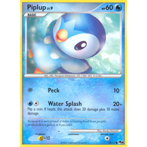 Piplup 15/17 POP Series 6 Common Pokemon Card NEAR MINT TCG
