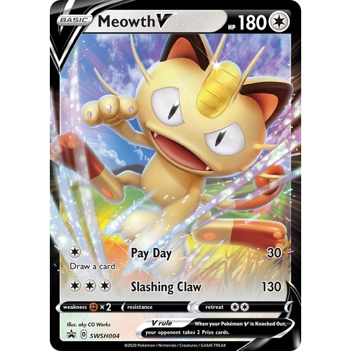 Meowth V SWSH004 Black Star Promo Pokemon Card NEAR MINT TCG