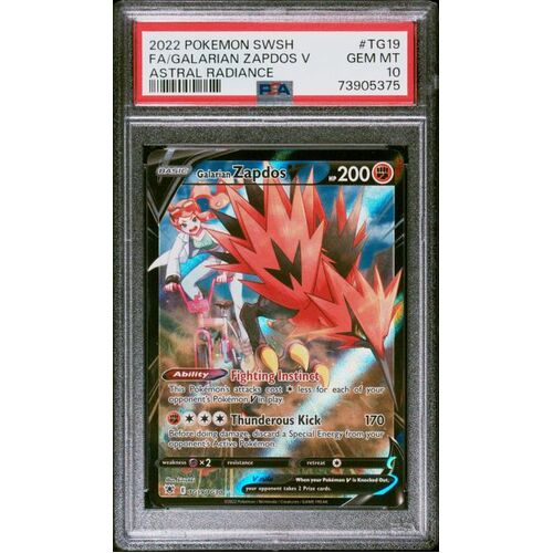 PSA 10 GEM MINT GALARIAN ZAPDOS ASTRAL RADIANCE TG19