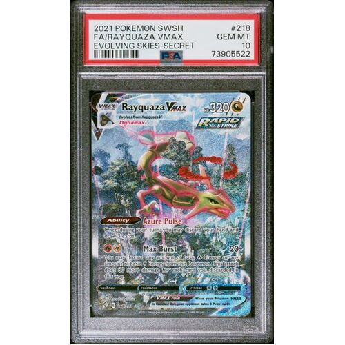 PSA GEM MINT 10 RAYQUAZA VMAX EVOLVING SKIES 218