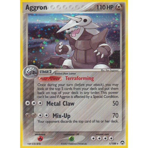 Aggron 1/108 EX Power Keepers Holo Rare Pokemon Card NEAR ...