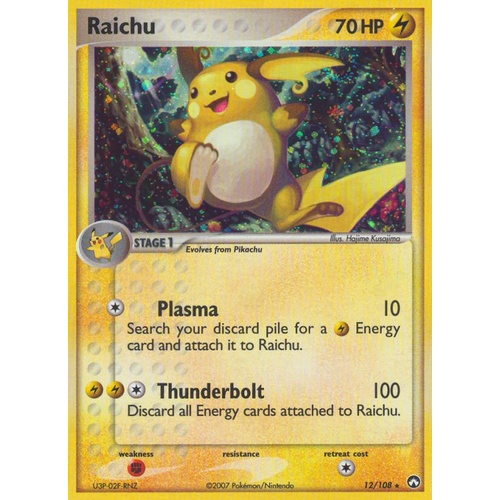 Raichu 12/108 EX Power Keepers Holo Rare Pokemon Card NEAR MINT TCG
