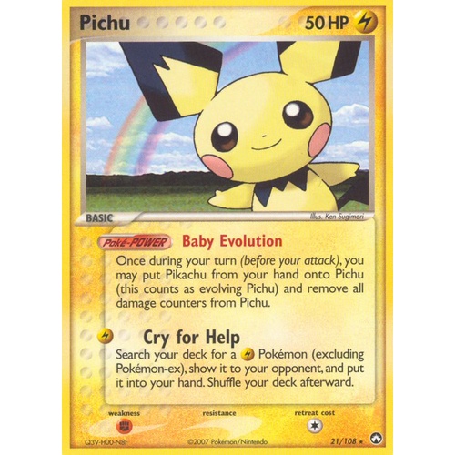 Pichu 21/108 EX Power Keepers Rare Pokemon Card NEAR MINT TCG