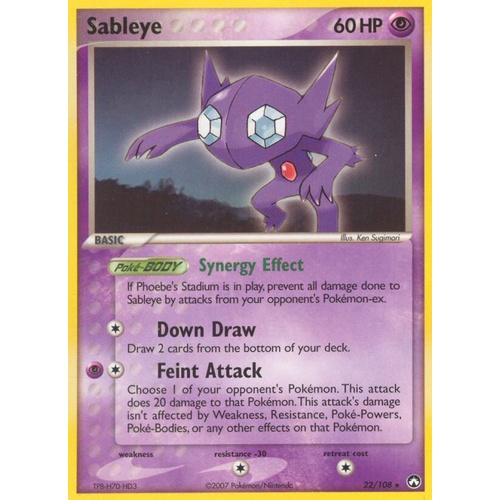 Sableye 22/108 EX Power Keepers Rare Pokemon Card NEAR MINT TCG