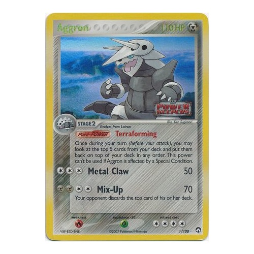 Aggron 1/108 EX Power Keepers Reverse Holo Rare Pokemon Card NEAR MINT TCG