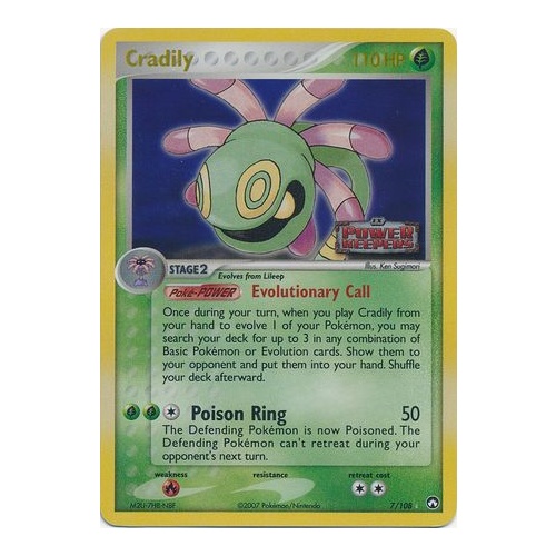 Cradily 7/108 EX Power Keepers Reverse Holo Rare Pokemon Card NEAR MINT TCG