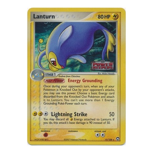 Lanturn 15/108 EX Power Keepers Reverse Holo Rare Pokemon Card NEAR MINT TCG