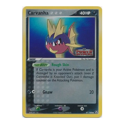 Carvanha 47/108 EX Power Keepers Reverse Holo Common Pokemon Card NEAR MINT TCG