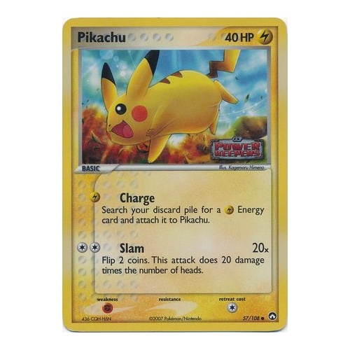 Pikachu 57/108 EX Power Keepers Reverse Holo Common Pokemon Card NEAR MINT TCG