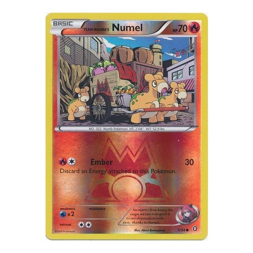 Team Magma's Numel 1/34 XY Double Crisis Reverse Holo Common Pokemon Card NEAR MINT TCG