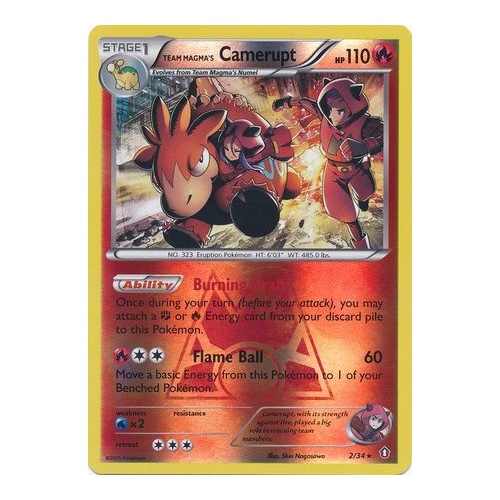 Team Magma's Camerupt 2/34 XY Double Crisis Reverse Holo Rare Pokemon Card NEAR MINT TCG
