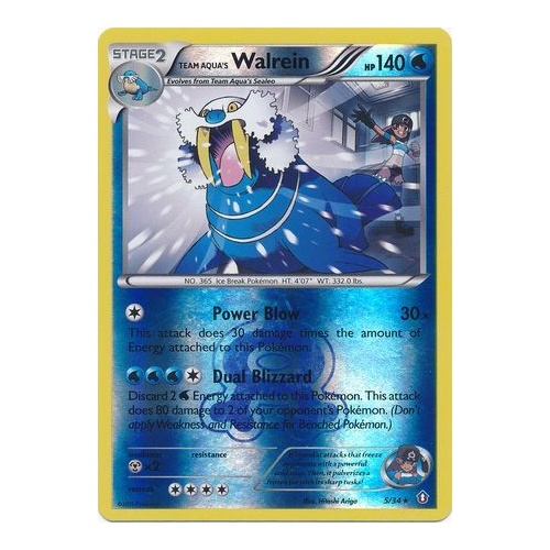 Team Aqua's Walrein 5/34 XY Double Crisis Reverse Holo Rare Pokemon Card NEAR MINT TCG