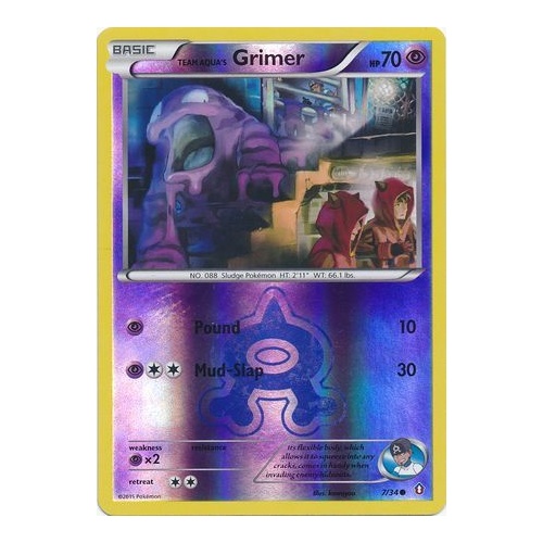 Team Aqua's Grimer 7/34 XY Double Crisis Reverse Holo Common Pokemon Card NEAR MINT TCG