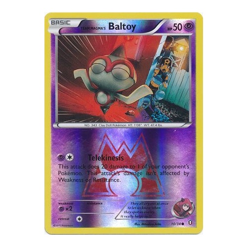 Team Magma's Baltoy 10/34 XY Double Crisis Reverse Holo Common Pokemon Card NEAR MINT TCG