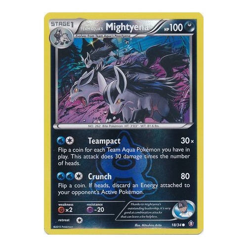 Team Aqua's Mightyena 18/34 XY Double Crisis Reverse Holo Common Pokemon Card NEAR MINT TCG