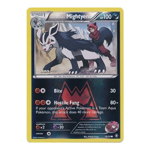 Team Magma's Mightyena 19/34 XY Double Crisis Reverse Holo Common Pokemon Card NEAR MINT TCG