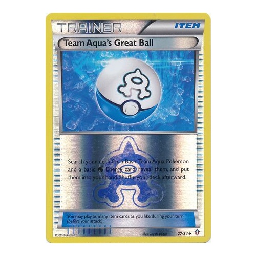 Team Aqua's Great Ball 27/34 XY Double Crisis Reverse Holo Uncommon Trainer Pokemon Card NEAR MINT TCG