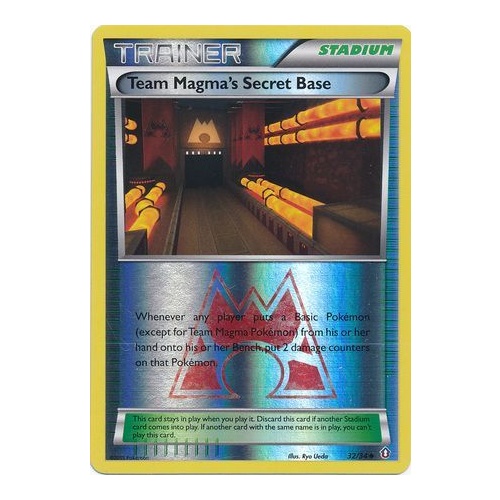 Team Magma's Secret Base 32/34 XY Double Crisis Reverse Holo Uncommon Trainer Pokemon Card NEAR MINT TCG