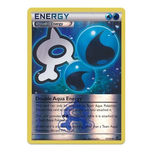 Double Aqua Energy 33/34 XY Double Crisis Reverse Holo Uncommon Pokemon Card NEAR MINT TCG