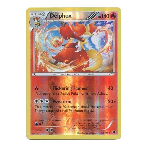 Delphox 13//124 Fates Collide Reverse Holo Mint Pokemon Card