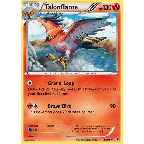 Talonflame 15/108 XY Roaring Skies Rare Pokemon Card NEAR MINT TCG
