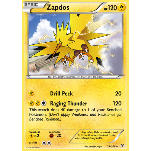 Zapdos 23/108 XY Roaring Skies Rare Pokemon Card NEAR MINT TCG