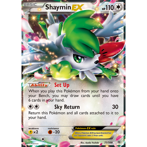 Shaymin EX 77/108 XY Roaring Skies Holo Ultra Rare Pokemon Card NEAR MINT TCG