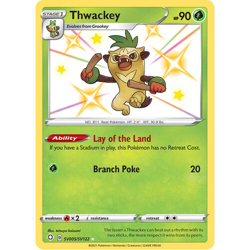 Thwackey SV5/SV122 SWSH Shining Fates Holo Shiny Rare Pokemon Card NEAR MINT TCG