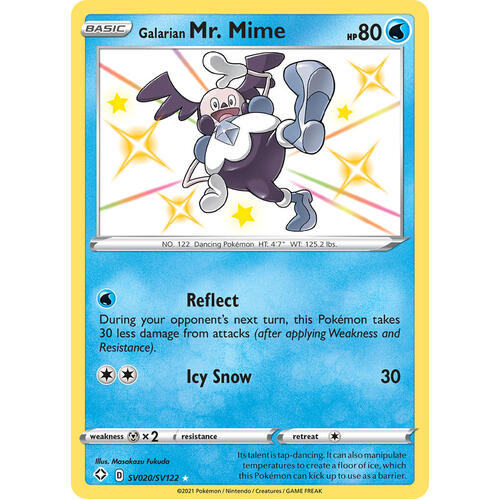 Galarian Mr. Mime SV20/SV122 SWSH Shining Fates Holo Shiny Rare Pokemon Card NEAR MINT TCG